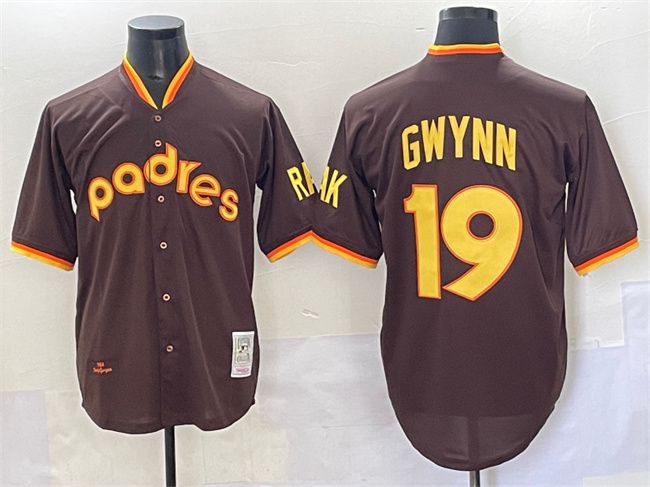 Personalized Men’s San Diego Padres #19 Tony Gwynn Brown Throwback Stitched Baseball Jersey