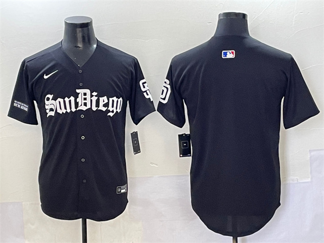 Personalized Men’s San Diego Padres Blank Black Gothic Edition Limited Stitched Baseball Jersey