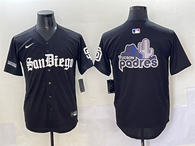 Personalized Men’s San Diego Padres Team Big Logo Black Gothic Edition Limited Stitched Baseball Jersey