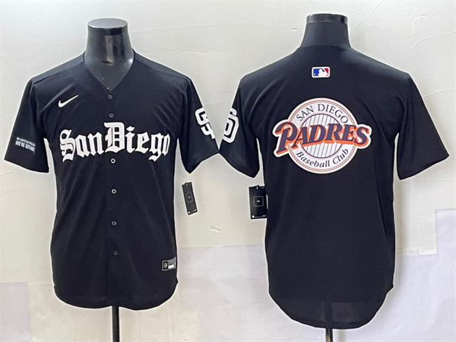 Personalized Men’s San Diego Padres Team Big Logo Black Gothic Edition Limited Stitched Baseball Jersey 1