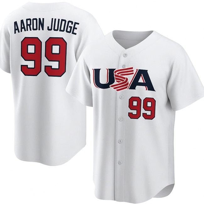 Personalized Men’s New York Yankees #99 Captain Aaron Judge 2026 White World Baseball Classic Stitched Jersey