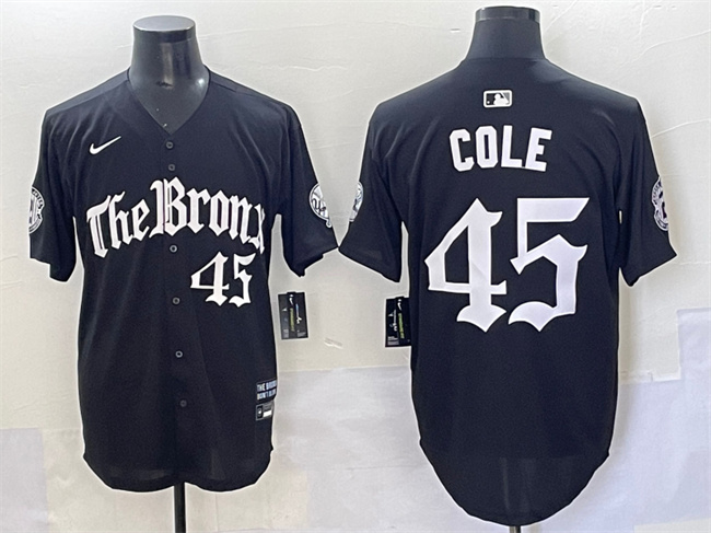 Personalized Men’s New York Yankees #45 Gerrit Cole Black ‘Gothic Legacy Edition’ Premier Limited Stitched Baseball Jersey