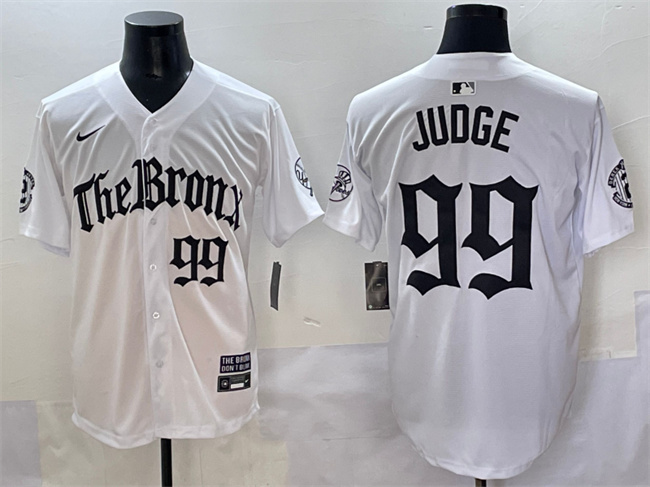 Personalized Men’s New York Yankees #99 Aaron Judge White ‘Gothic Legacy Edition’ Premier Limited Stitched Baseball Jersey