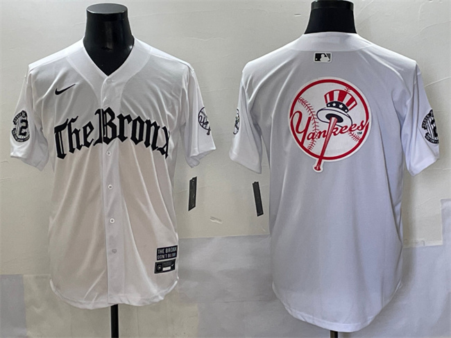 Personalized Men’s New York Yankees Team Big Logo White ‘Gothic Legacy Edition’ Premier Limited Stitched Baseball Jerseys