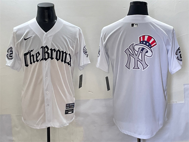 Personalized Men’s New York Yankees Team Big Logo White ‘Gothic Legacy Edition’ Premier Limited Stitched Baseball Jerseys