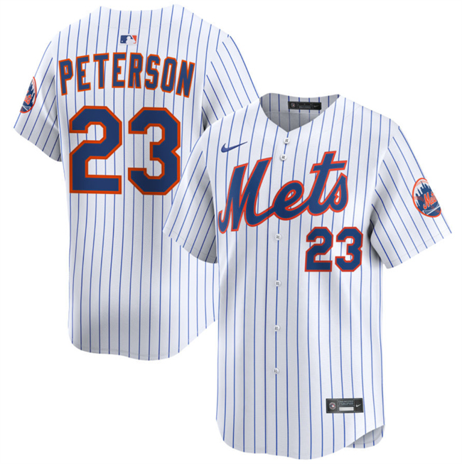 Personalized Men’s New York Mets #23 David Peterson White 2025 Home Limited Stitched Baseball Jersey