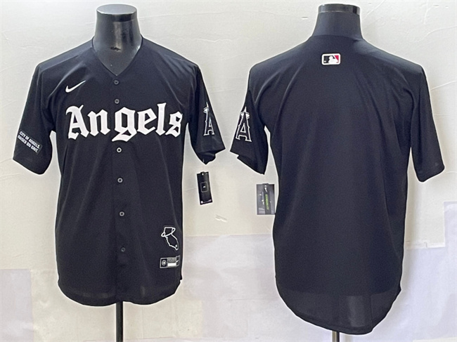 Personalized Men’s Los Angeles Angels Blank Black ‘Gothic Halo Edition’ Limited Stitched Baseball Jersey