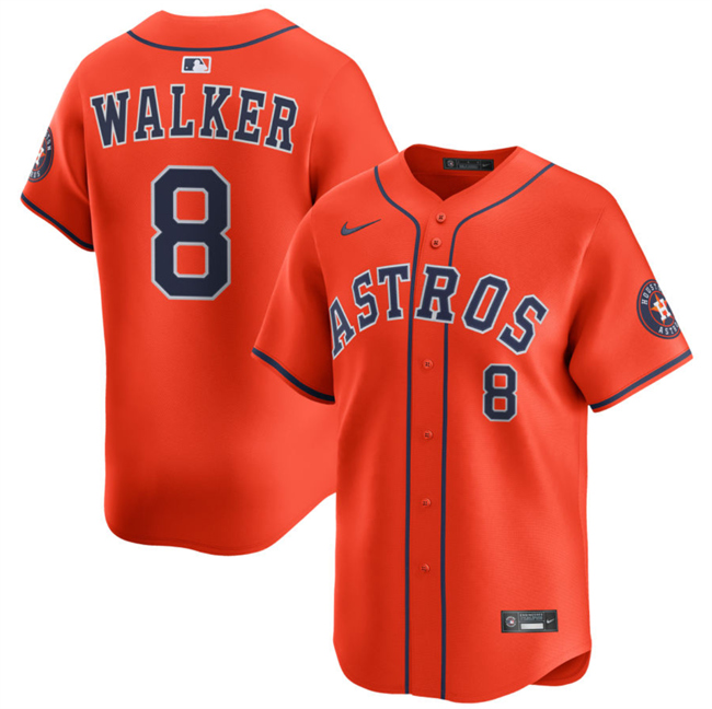 Personalized Men’s Houston Astros #8 Christian Walker Orange 2025 Alternate Limited Stitched Baseball Jersey