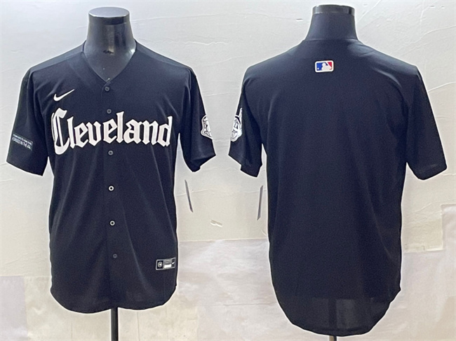 Personalized Men’s Cleveland Guardians Blank Black Gothic Premier Limited Stitched Baseball Jersey