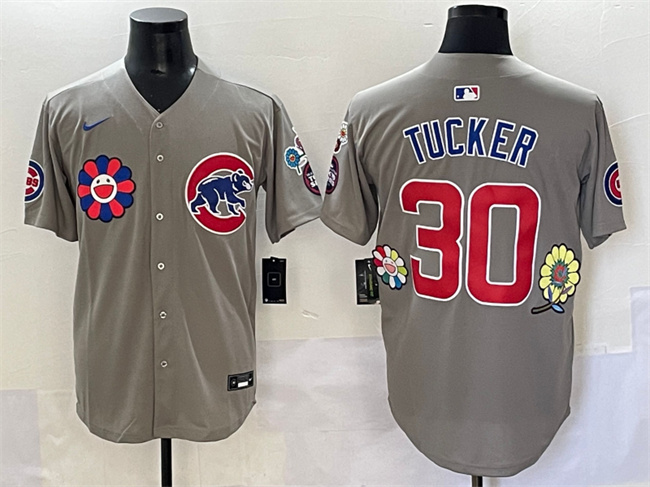 Personalized Men’s Chicago Cubs #30 Kyle Tucker Grey 2025 Tokyo Series Limited Stitched Baseball Jersey