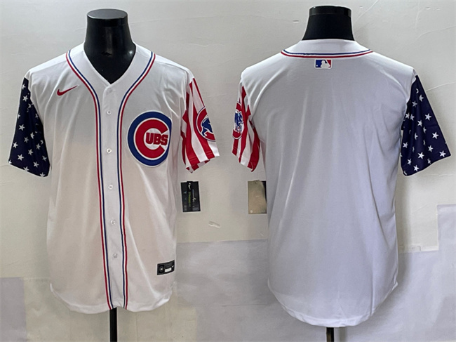 Personalized Men’s Chicago Cubs Blank White 2025 Independence Day Premier Limited Stitched Baseball Jersey