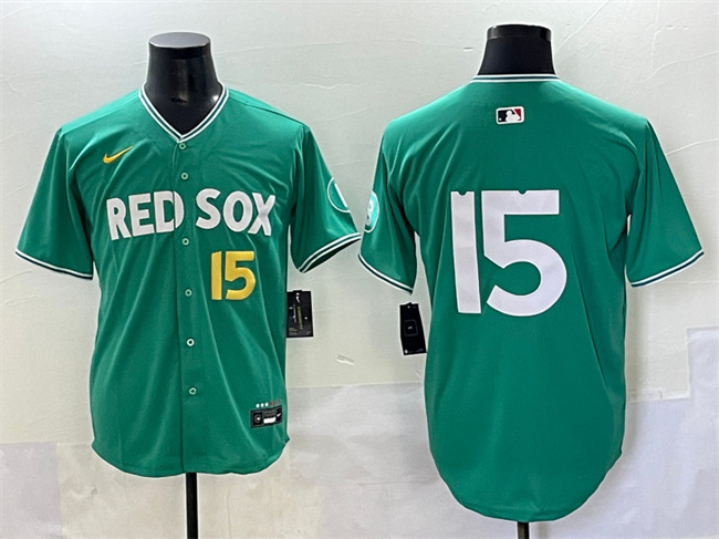 Personalized Men’s Boston Red Sox #15 Dustin Pedroia Green 2025 City Connect Limited Stitched Baseball Jersey