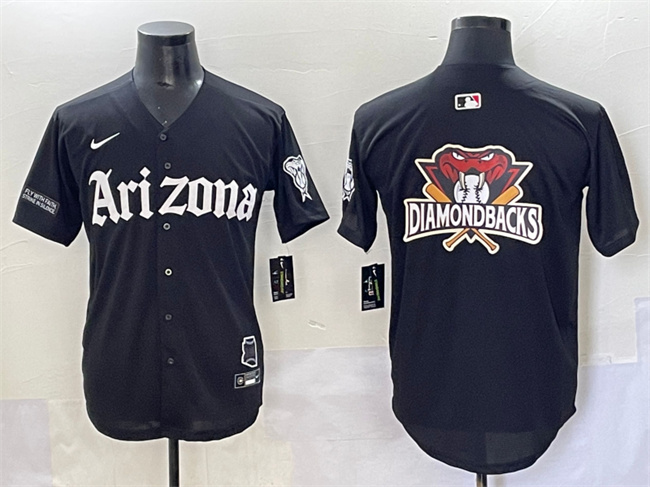 Personalized Men’s Arizona Diamondbacks Team Big Logo Black ‘Gothic Desert Fang Edition’ Premier Limited Stitched Baseball Jersey