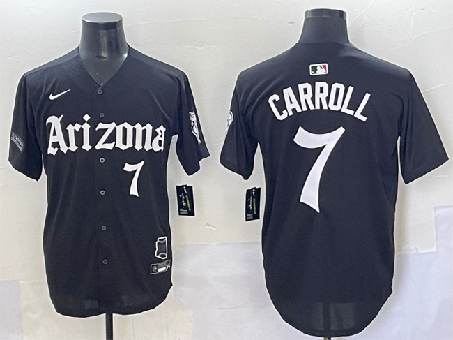 Personalized Men’s Arizona Diamondbacks #7 Corbin Carroll Black ‘Gothic Desert Fang Edition’ Premier Limited Stitched Baseball Jersey
