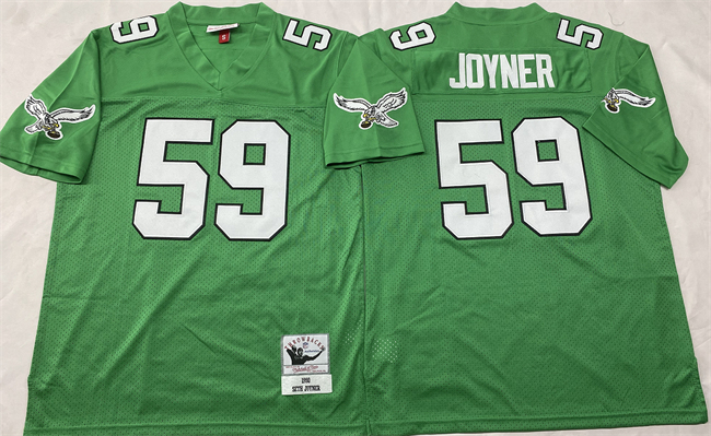 Personalized Men’s Philadelphia Eagles #59 Seth Joyner Kelly Green Throwback Stitched Football Jersey