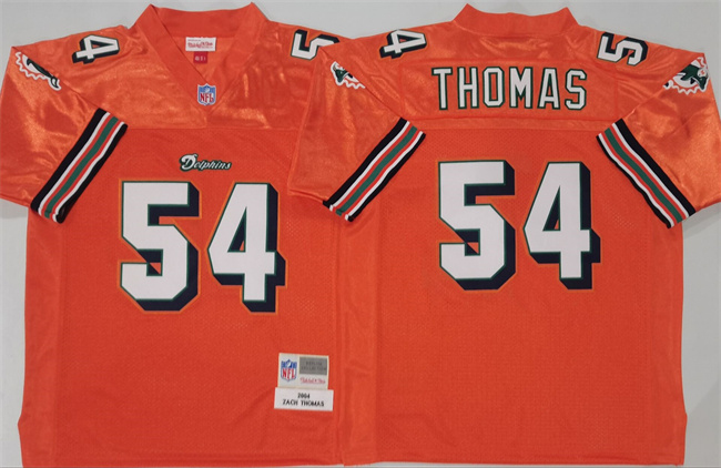 Personalized Men’s Miami Dolphins #54 Zach Thomas Orange Throwback Stitched Football Jersey