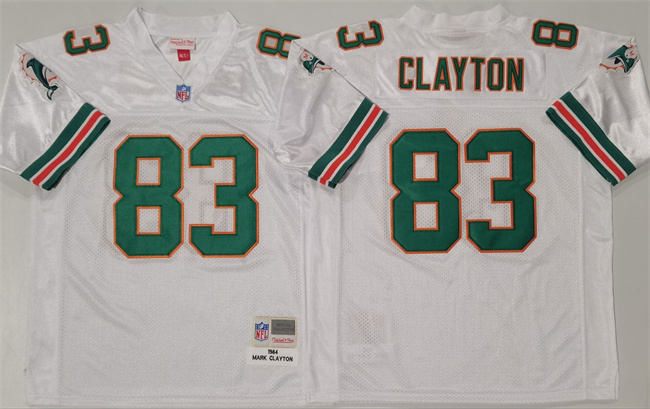 Personalized Men’s Miami Dolphins #83 Mark Clayton White Throwback Stitched Football Jersey
