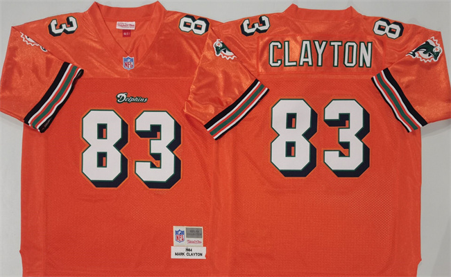 Personalized Men’s Miami Dolphins #83 Mark Clayton Orange Throwback Stitched Football Jersey