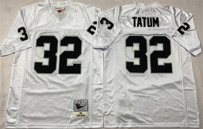 Personalized Men’s Las Vegas Raiders #32 Jack Tatum White Throwback Stitched Football Jersey