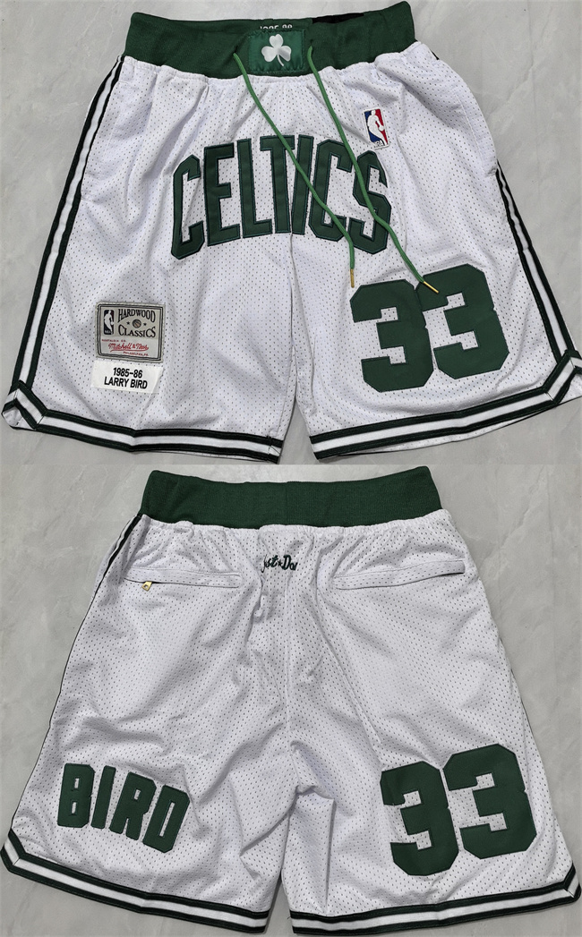 Personalized Men’s Boston Celtics #33 Larry Bird White Shorts (Run Small)