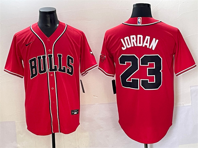 Personalized Men’s Chicago Bulls #23 Michael Jordan Red Cool Base Stitched Baseball Jersey