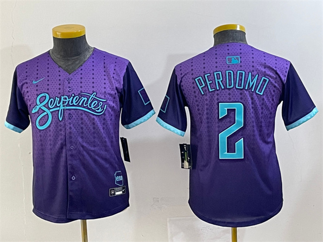 Personalized Youth Arizona Diamondbacks #2 Geraldo Perdomo Purple 2025 City Connect Limited Stitched Baseball Jersey