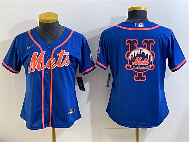 Personalized Women’s New York Mets Team Big Logo Royal Cool Base Stitched Baseball Jersey(Run Small) 1