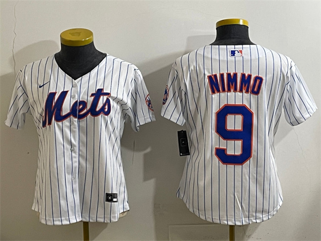 Personalized Women’s New York Mets #9 Brandon Nimmo White Cool Base Stitched Baseball Jersey(Run Small)