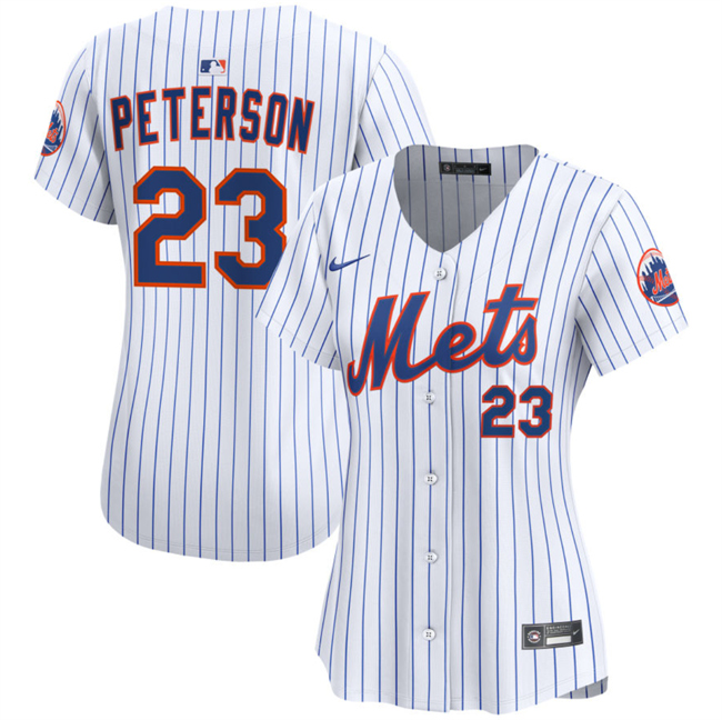 Personalized Women’s New York Mets #23 David Peterson White 2025 Home Limited Stitched Baseball Jersey(Run Small)