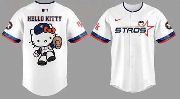 Personalized Women’s Houston Astros White 2025 Hello Kitty Limited Baseball Jersey(Run Small)