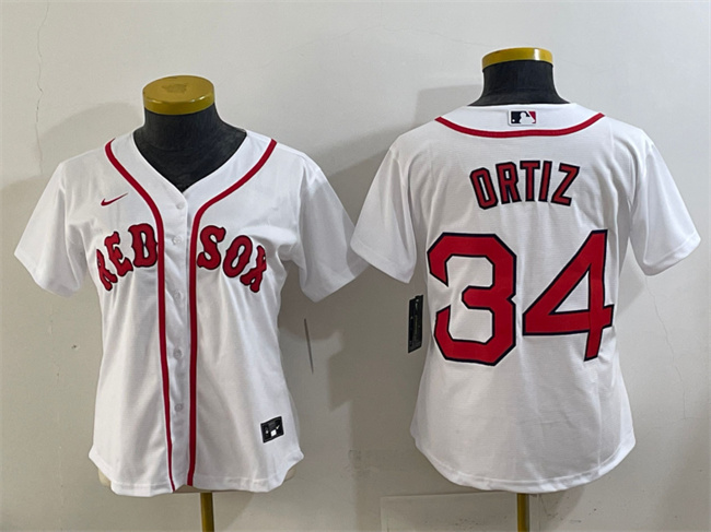 Personalized Women’s Boston Red Sox #34 David Ortiz White Cool Base Stitched Jersey(Run Small)