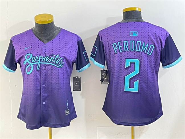 Personalized Women’s Arizona Diamondbacks #2 Geraldo Perdomo Purple 2025 City Connect Limited Stitched