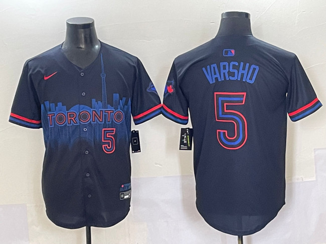 Personalized Men’s Toronto Blue Jays #5 Daulton Varsho Navy 2024 City Connect Limited Stitched Baseball Jersey