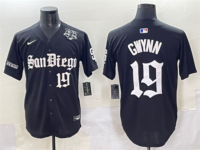 Personalized Men’s San Diego Padres #19 Tony Gwynn Black Gothic Edition Limited Stitched Baseball Jersey