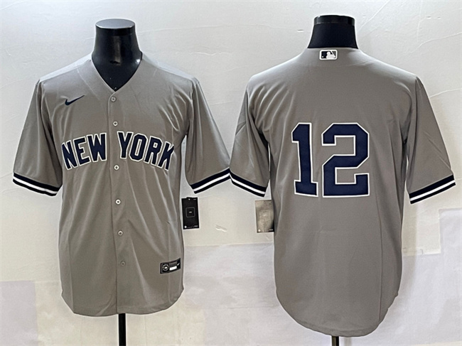 Personalized Men’s New York Yankees #12 Trent Grisham Grey Cool Base Stitched Baseball Jersey