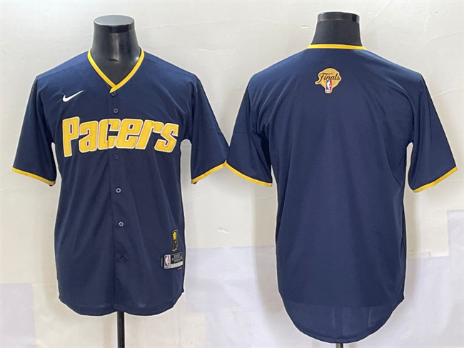 Personalized Men’s Indiana Pacers Blank Navy 2025 Finals Stitched Baseball Jersey