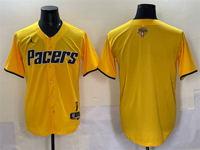 Personalized Men’s Indiana Pacers Blank Yellow 2025 Finals Stitched Baseball Jersey