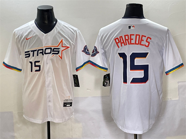 Personalized Men’s Houston Astros #15 Isaac Paredes White 2025 City Connect Limited Stitched Baseball Jersey