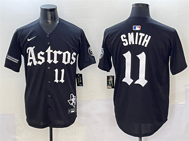 Personalized Men’s Houston Astros #11 Cam Smith Black Gothic ‘Houston Born Barrio Raised’ Limited Stitched Baseball Jersey