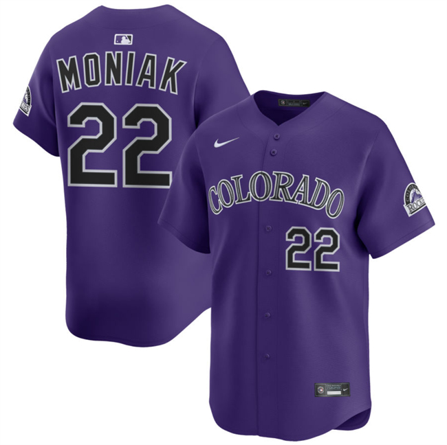 Personalized Men’s Colorado Rockies #22 Mickey Moniak Purple Limited Stitched Baseball Jersey