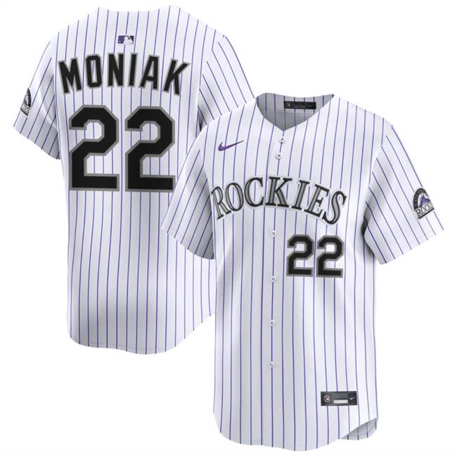 Personalized Men’s Colorado Rockies #22 Mickey Moniak White Home Limited Stitched Baseball Jersey