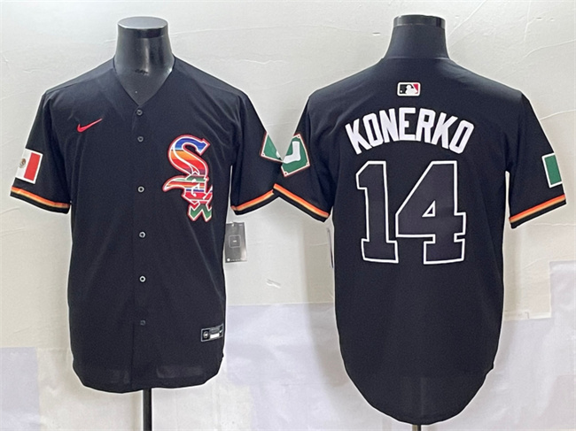 Personalized Men’s Chicago White Sox #14 Paul Konerko Black Mexico Limited Stitched Jersey