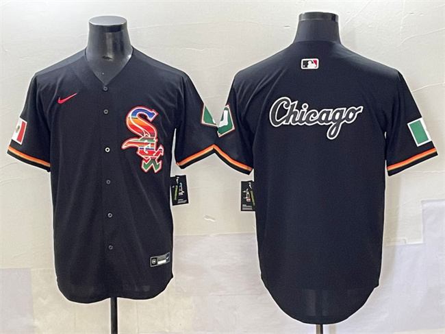 Personalized Men’s Chicago White Sox Team Big Logo Black Mexico Limited Stitched Jerseys