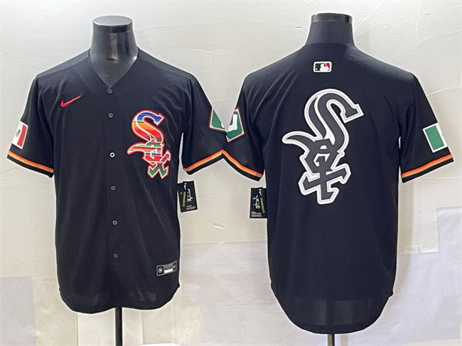 Personalized Men’s Chicago White Sox Team Big Logo Black Mexico Limited Stitched Jerseys