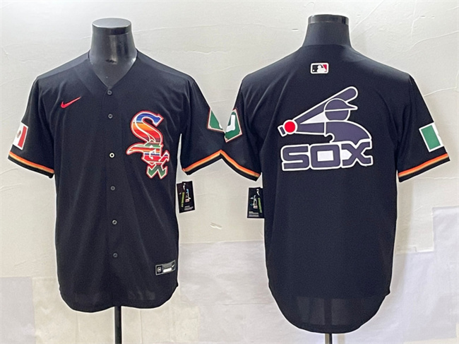 Personalized Men’s Chicago White Sox Team Big Logo Black Mexico Limited Stitched Jerseys