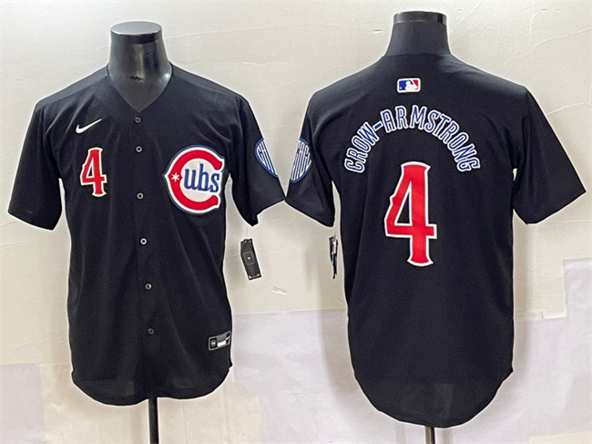 Personalized Men’s Chicago Cubs #4 Pete Crow-Armstrong Black Limited Stitched Baseball Jersey