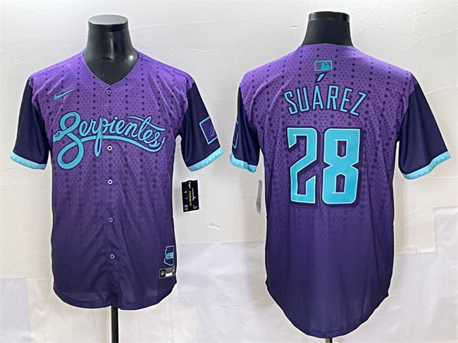 Personalized Men’s Arizona Diamondbacks #28 Eugenio Suarez Purple 2025 City Connect Limited Stitched Baseball Jersey
