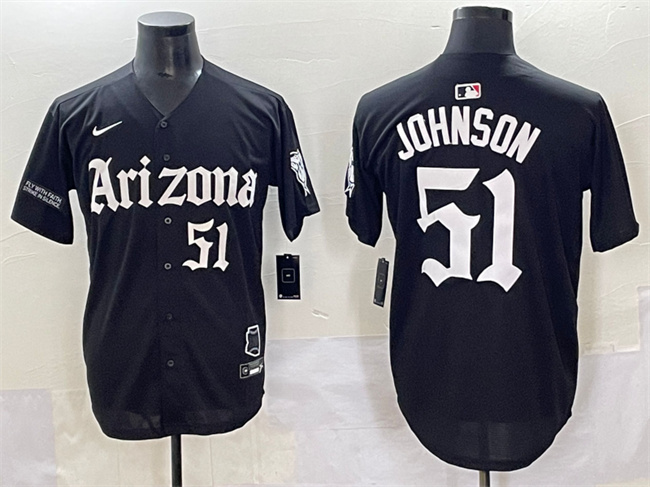 Personalized Men’s Arizona Diamondbacks #51 Randy Johnson Black ‘Gothic Desert Fang Edition’ Premier Limited Stitched Baseball Jersey