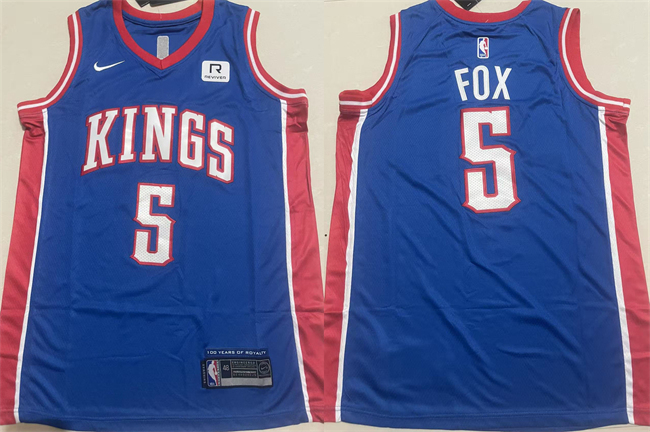 Personalized Men’s Sacramento Kings #5 De’Aaron Fox Blue Stitched Jersey