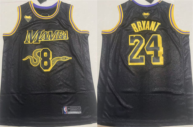 Personalized Men’s Los Angeles Lakers Front #8 Back #24 Kobe Bryant Black Stitched Basketball Jersey